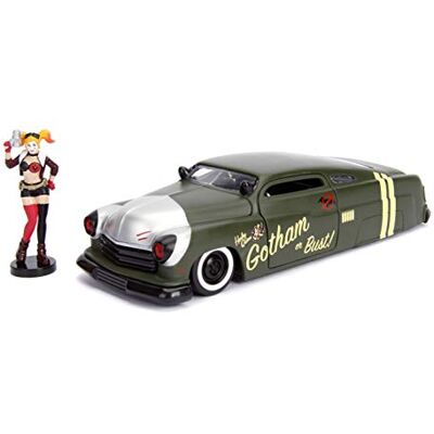 Jada Toys 253255005 DC Comics Bombshells Harley Quinn med 1951 Mercury 1:24 Metall med Frihjul, Gummidäck, Öppningsbara Dörrar, Huv, Bagagelucka, Från 8 år, Grå Jada Toys 253255005 DC Comics Bombshells Harley Quinn med 1951 Mercury 1:24 Metall med Frihjul, Gummidäck, Öppningsbara Dörrar, Huv, Bagagelucka, Från 8 år, Grå
