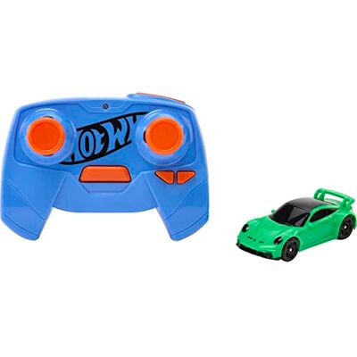 Hot Wheels RC-bilar, radiostyrd Porsche 911 i skala 1:64, laddas med USB-kabel, racing på eller utanför bana, turboboost, present till barn, HLT20 Hot Wheels RC-bilar, radiostyrd Porsche 911 i skala 1:64, laddas med USB-kabel, racing på eller utanför bana, turboboost, present till barn, HLT20