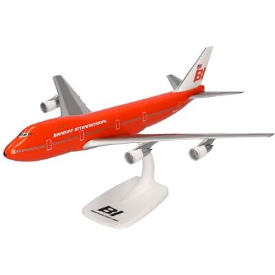 Herpa Snap-Fit modellflygplan Braniff International Boeing 747-100 "Big Pumpkin", miniatyr i skala 1:250, samlarobjekt, modell med ställ, plast Herpa Snap-Fit modellflygplan Braniff International Boeing 747-100 "Big Pumpkin", miniatyr i skala 1:250, samlarobjekt, modell med ställ, plast