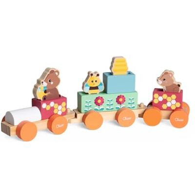 Chicco Lekset i trä, björntåg, montessorianskt spel, 3 exklusiva karaktärer, 5 färgglada block, tåg med 3 fria hjulvagnar, barnspel 2+ år, kunglig idé Chicco Lekset i trä, björntåg, montessorianskt spel, 3 exklusiva karaktärer, 5 färgglada block, tåg med 3 fria hjulvagnar, barnspel 2+ år, kunglig idé