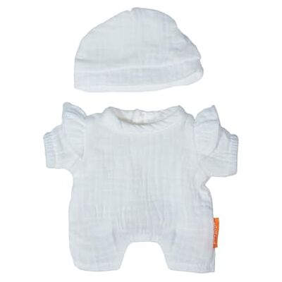 Miniland 21 cm dockkläder, dockklädestillbehör, pyjamas med mössa (vit) Miniland 21 cm dockkläder, dockklädestillbehör, pyjamas med mössa (vit)