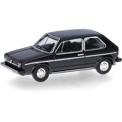 Herpa Bilmodell VW Golf I, svart (spår TT), miniatyr i skala 1:120, samlarobjekt, Made in Germany, plastmodell Herpa Bilmodell VW Golf I, svart (spår TT), miniatyr i skala 1:120, samlarobjekt, Made in Germany, plastmodell