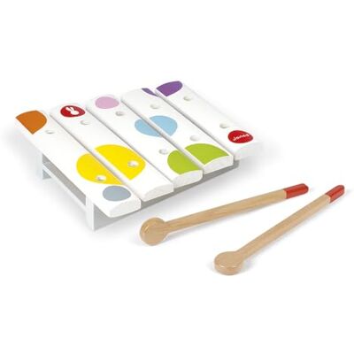 Janod Confetti Mini Wooden Xylo Children's Musical Instrument Imitation and Musical Awakening Toy from 1 Year Old, J07603 Janod Confetti Mini Wooden Xylo Children's Musical Instrument Imitation and Musical Awakening Toy from 1 Year Old, J07603