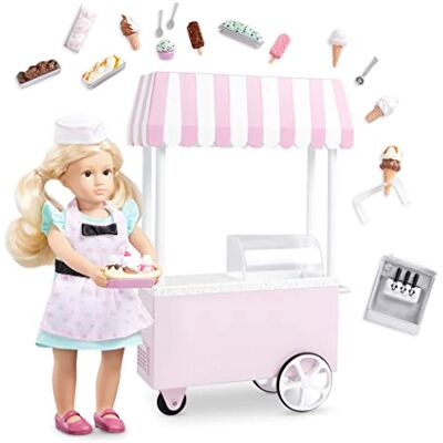 Lori – minidockor och glasvagn – kläder och glass tillbehör för 15 cm dockor – glasskopor, koner, mjuk servering, glassar – leksaker för barn – 3 år + – Evelinas glassvagn Lori – minidockor och glasvagn – kläder och glass tillbehör för 15 cm dockor – glasskopor, koner, mjuk servering, glassar – leksaker för barn – 3 år + – Evelinas glassvagn