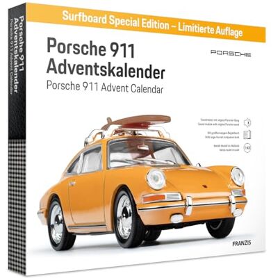 Franzis 67299 – Porsche 911 specialutgåva surfbräda adventskalender – modellbyggsats i skala 1:43, inkl. ljudmodul och 52-sidig ekordbok Franzis 67299 – Porsche 911 specialutgåva surfbräda adventskalender – modellbyggsats i skala 1:43, inkl. ljudmodul och 52-sidig ekordbok