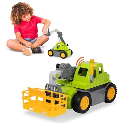 Driven by Battat – stor telehandler-lekbil på 43 cm med korg och stabilisatorer – skala 1:16 (ca 43 cm lång) byggfordon med utdragbar bom, ljus och ljud – leksak från 3 år Driven by Battat – stor telehandler-lekbil på 43 cm med korg och stabilisatorer – skala 1:16 (ca 43 cm lång) byggfordon med utdragbar bom, ljus och ljud – leksak från 3 år