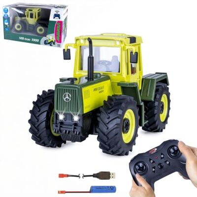 JAMARA 405341 Mercedes-Benz MB-trac 1000 1:24S Plug 2,4 GHz Leksakstraktor med fjärrkontroll och anslutning för släpvagnar och jordbruksutrustning, present till barn JAMARA 405341 Mercedes-Benz MB-trac 1000 1:24S Plug 2,4 GHz Leksakstraktor med fjärrkontroll och anslutning för släpvagnar och jordbruksutrustning, present till barn