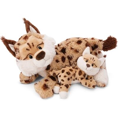 NICI Gosedjur Lodjur Mamma 40 cm & Barn 20 cm liggande beige Mjuk leksak gjord av mjuk plysch; Gullig mjuk leksak att gosa och leka med, för barn och vuxna – utmärkt present NICI Gosedjur Lodjur Mamma 40 cm & Barn 20 cm liggande beige Mjuk leksak gjord av mjuk plysch; Gullig mjuk leksak att gosa och leka med, för barn och vuxna – utmärkt present