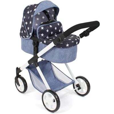 Bayer Chic 2000 2-i-1 dockvagn Mila – stjärna marinblå – höjdjusterbart handtag 39–72 cm – modern ram – dockor upp till 50 cm – 3–7 J. Bayer Chic 2000 2-i-1 dockvagn Mila – stjärna marinblå – höjdjusterbart handtag 39–72 cm – modern ram – dockor upp till 50 cm – 3–7 J.