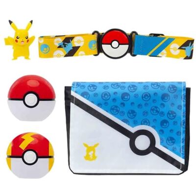 Pokémon Pikachu Clip 'N' Go Bandolier Set – 2-tums Pikachu stridsfigur med pokeboll och Fast Ball plus temabälte och bandolier Pokémon Pikachu Clip 'N' Go Bandolier Set – 2-tums Pikachu stridsfigur med pokeboll och Fast Ball plus temabälte och bandolier