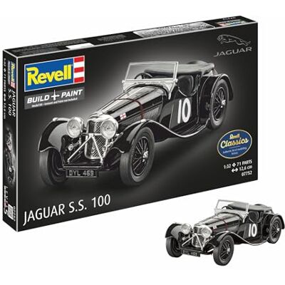 Revell 07752 Jaguar SS 100 1:32 skala – obyggd/omålad modellsats i plast Revell 07752 Jaguar SS 100 1:32 skala – obyggd/omålad modellsats i plast