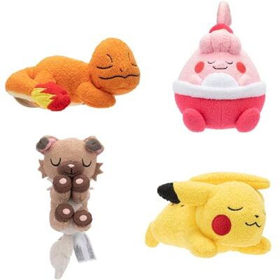 Pokémon 12 cm Sleeping Plush Pikachu, Charmander, Rockruff, Happiny Official Pokemon stuffed toy for children 2+ Pokémon 12 cm Sleeping Plush Pikachu, Charmander, Rockruff, Happiny Official Pokemon stuffed toy for children 2+