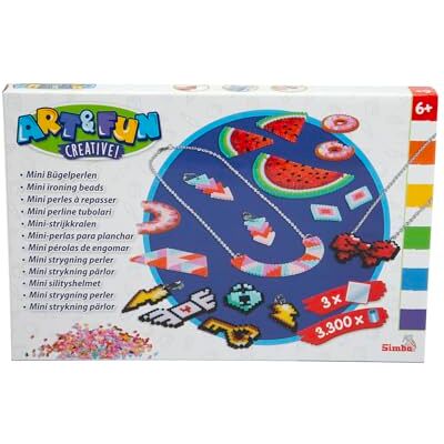 Simba 106374632 Art und Fun Mini strykpärlor halsband och örhängen, 3 300 pärlor, 3 hylsplattor, strykpapper, 4 x öronklämmor, 2 x kedja, 44 cm, 10 x metallring, från 6 år Simba 106374632 Art und Fun Mini strykpärlor halsband och örhängen, 3 300 pärlor, 3 hylsplattor, strykpapper, 4 x öronklämmor, 2 x kedja, 44 cm, 10 x metallring, från 6 år