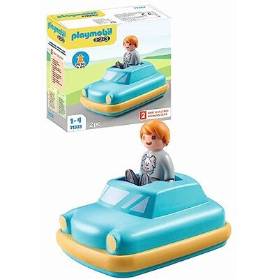 Playmobil 1.2.3 71323 : Push & Go Car Interactive Toy Car med svänghjulsmotor för småbarn för att upptäcka grundläggande funktioner, lekar som är lämpliga för barn i åldern 12 månader+ Playmobil 1.2.3 71323 : Push & Go Car Interactive Toy Car med svänghjulsmotor för småbarn för att upptäcka grundläggande funktioner, lekar som är lämpliga för barn i åldern 12 månader+