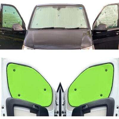 Covprotec Fönsterrullgardin-set kompatibel med VW T7-transportör (2023-datum) (komplett set LWB + baklucka) färgad på baksidan fluorescerande gul, vändbar och termisk Covprotec Fönsterrullgardin-set kompatibel med VW T7-transportör (2023-datum) (komplett set LWB + baklucka) färgad på baksidan fluorescerande gul, vändbar och termisk