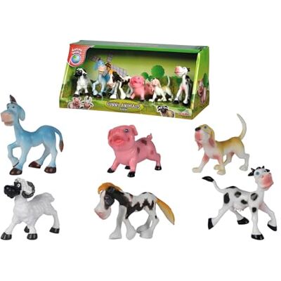 Simba 104322459 Roliga Djur Bondgårdsdjur Set med 6 Stycken Bondgårdsdjur med Roligt Utseende, Innehåller Får, Åsna, Häst, Gris, Hund och Ko, 7-10 cm, Från 3 år Simba 104322459 Roliga Djur Bondgårdsdjur Set med 6 Stycken Bondgårdsdjur med Roligt Utseende, Innehåller Får, Åsna, Häst, Gris, Hund och Ko, 7-10 cm, Från 3 år