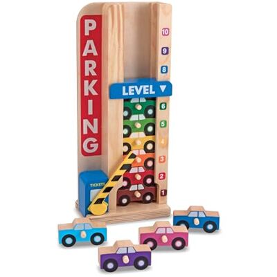Melissa & Doug Stack & Count Wooden Parking Garage With 10 Cars Melissa & Doug Stack & Count Wooden Parking Garage With 10 Cars