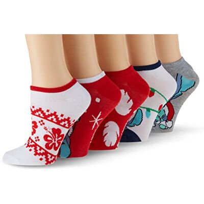 Disney Women's Lilo & Stitch 5 Pack No Show, Holiday Red Assorted, Fits Sock Size 9-11 Fits Shoe Size 4-10.5 Disney Women's Lilo & Stitch 5 Pack No Show, Holiday Red Assorted, Fits Sock Size 9-11 Fits Shoe Size 4-10.5