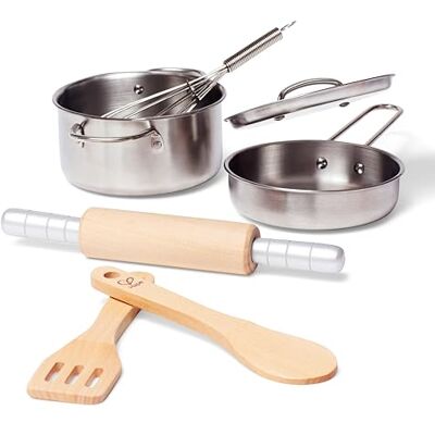 Hape E3137 Chef's Cooking Set Child Safe Pots, Pans and Utensils Wooden Kitchen Accessories Hape E3137 Chef's Cooking Set Child Safe Pots, Pans and Utensils Wooden Kitchen Accessories
