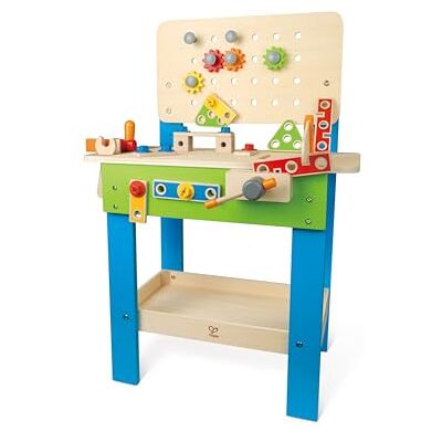 Hape Master Workbench, Award-Winning Kid's Wooden Tool Bench Toy Pretend Play Creative Building Set, Height Adjustable 35 Piece Workshop for Toddlers Hape Master Workbench, Award-Winning Kid's Wooden Tool Bench Toy Pretend Play Creative Building Set, Height Adjustable 35 Piece Workshop for Toddlers