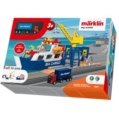 Märklin 072223 lastfartyg och hamnran, färgglad Märklin 072223 lastfartyg och hamnran, färgglad