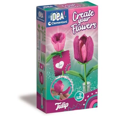 Clementoni Idé – Skapa dina blommor, kreativt kit för att komponera blommor, barn 8+ år, med 2 tulpaner av papper för att montera och anpassa, presentidé för lek, tillverkad i Italien, italienskt Clementoni Idé – Skapa dina blommor, kreativt kit för att komponera blommor, barn 8+ år, med 2 tulpaner av papper för att montera och anpassa, presentidé för lek, tillverkad i Italien, italienskt