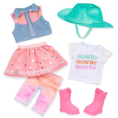 Glitter Girls 14-tums dockkläder – häst ridning outfit för dockor – rosa och blå väst – hatt, skirt, cowgirl stövlar – leksaker för barn 3 år Howdy, vänner! Glitter Girls 14-tums dockkläder – häst ridning outfit för dockor – rosa och blå väst – hatt, skirt, cowgirl stövlar – leksaker för barn 3 år Howdy, vänner!