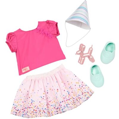 Our Generation Vår generation – födelsedagsoutfit – konfettitryck kjol & Poodle Ballong Animal – 45 cm dockkläder – Pretend Play – leksaker för barn ålder 3 & Up – det är dags att fest Our Generation Vår generation – födelsedagsoutfit – konfettitryck kjol & Poodle Ballong Animal – 45 cm dockkläder – Pretend Play – leksaker för barn ålder 3 & Up – det är dags att fest