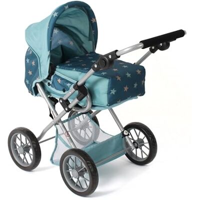 Bayer Chic 2000 ® 3-i-1 Kombi dockvagn Leni – stjärna turkos – vikbart, höjdjusterbart handtag 43–67 cm, bärväska – dockor upp till 46 cm, från 3 J. Bayer Chic 2000 ® 3-i-1 Kombi dockvagn Leni – stjärna turkos – vikbart, höjdjusterbart handtag 43–67 cm, bärväska – dockor upp till 46 cm, från 3 J.