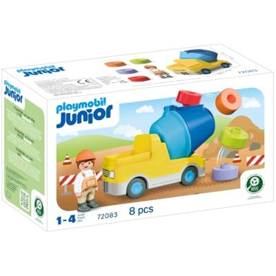 Playmobil Junior Betongblandare Färgglada byggarbetsplatsfordon med avtagbara trummor och infällda block för barn från 1 år 72083 Playmobil Junior Betongblandare Färgglada byggarbetsplatsfordon med avtagbara trummor och infällda block för barn från 1 år 72083