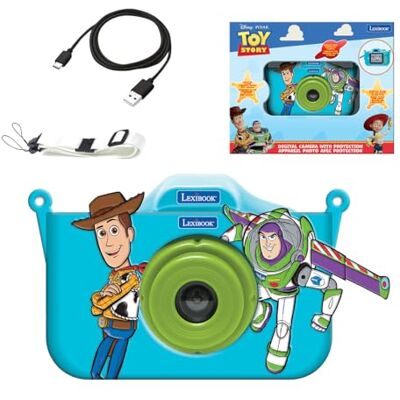 Lexibook , Disney Toy Story barnkamera, skyddande karaktärsskydd, inbyggt flashminne, USB-C uppladdningsbar, blå/grön Lexibook , Disney Toy Story barnkamera, skyddande karaktärsskydd, inbyggt flashminne, USB-C uppladdningsbar, blå/grön