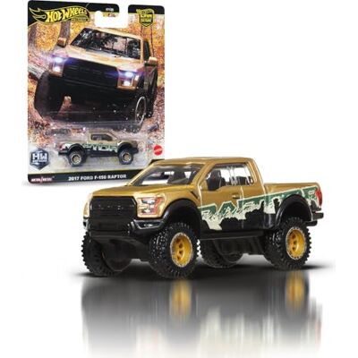 Hot Wheels Premium Car Culture-samlarbil, formgjutet ’17 Ford F150 Raptor-terrängfordon i skala 1:64 med Real Riders-däck, JBK70 Hot Wheels Premium Car Culture-samlarbil, formgjutet ’17 Ford F150 Raptor-terrängfordon i skala 1:64 med Real Riders-däck, JBK70