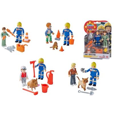 Simba Brandman Sam figurer dubbelpack V, 4-sort, med nya uniformer, var och en med 2 figurer, 1 djur och tillbehör, rörlig, 7,5 cm, från 3 år Simba Brandman Sam figurer dubbelpack V, 4-sort, med nya uniformer, var och en med 2 figurer, 1 djur och tillbehör, rörlig, 7,5 cm, från 3 år