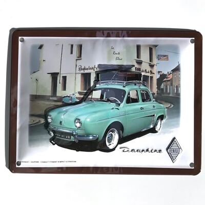Les Collections Rétro Renault Dauphine metallplatta (20 x 15 cm) präglad modell Les Collections Rétro Renault Dauphine metallplatta (20 x 15 cm) präglad modell