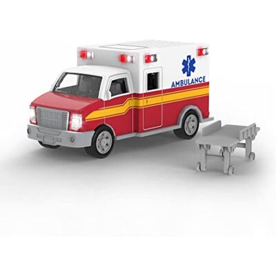 Driven by Battat Driven Micro ambulans 23 cm med ljus och ljud – leksaksbil med sirenljud, funktioner och bärkraft – leksak från 3 år Driven by Battat Driven Micro ambulans 23 cm med ljus och ljud – leksaksbil med sirenljud, funktioner och bärkraft – leksak från 3 år