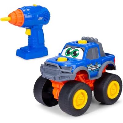 Dickie Toys – ABC Build A Ford Raptor F-150 – byggsats fordon för barn från 3 år, 25 cm, för montering (20 delar), med batteridriven borr, frihjul, blå Dickie Toys – ABC Build A Ford Raptor F-150 – byggsats fordon för barn från 3 år, 25 cm, för montering (20 delar), med batteridriven borr, frihjul, blå
