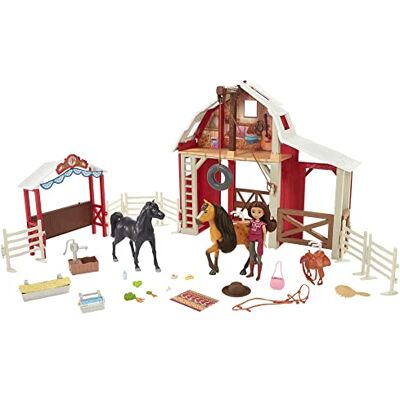 Mattel Spirit HDK57 Deluxe lekset för ridning, docka Lucky, häst Sprit, hästfigur, stall, utomhuspaddock och tillbehör, leksaker för 3 år och uppåt Mattel Spirit HDK57 Deluxe lekset för ridning, docka Lucky, häst Sprit, hästfigur, stall, utomhuspaddock och tillbehör, leksaker för 3 år och uppåt