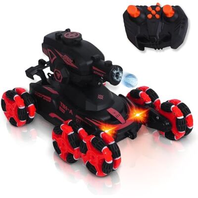 FUNFY 1:16 skala 6 hjul klättring och skjutning stunt RC bil svart med 6 hjul för 45 graders enhet, dimeffekt, hinder crossing, 4WD och uppladdningsbart batteri för barn och gåvor FUNFY 1:16 skala 6 hjul klättring och skjutning stunt RC bil svart med 6 hjul för 45 graders enhet, dimeffekt, hinder crossing, 4WD och uppladdningsbart batteri för barn och gåvor