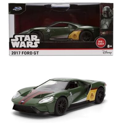 Jada Toys Star Wars Auto 2017 Ford GT Boba fett (ca 13,5 cm) – modellfordon av metall i skala 1:32 med dörrar för öppning, filminspirerad leksak för samlare och barn från 8 år Jada Toys Star Wars Auto 2017 Ford GT Boba fett (ca 13,5 cm) – modellfordon av metall i skala 1:32 med dörrar för öppning, filminspirerad leksak för samlare och barn från 8 år