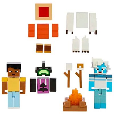 Mattel Minecraft-spel, actionfigurer och tillbehör i Creator-serien, Steve och fiendefigurer i Camp Enderwood, samlarpresent till barn HLP58 Mattel Minecraft-spel, actionfigurer och tillbehör i Creator-serien, Steve och fiendefigurer i Camp Enderwood, samlarpresent till barn HLP58