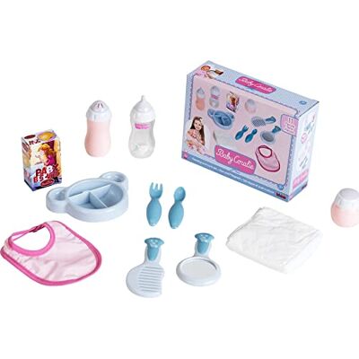 Theo Klein 1732 Baby Coralie Doll Dining and Care Set , 11-Piece Set , Incl Bottle, Cutlery, Bib, Nappy, Mirror and much more , Toy for Children from 3 Years Theo Klein 1732 Baby Coralie Doll Dining and Care Set , 11-Piece Set , Incl Bottle, Cutlery, Bib, Nappy, Mirror and much more , Toy for Children from 3 Years