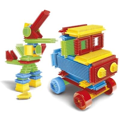 Tachan Set med 150 stycken spettblock för byggnad texturerade och inneslutbara figurer pedagogisk leksak för kreativitet och fin motorik (CPA Toy Group 703T01046) Tachan Set med 150 stycken spettblock för byggnad texturerade och inneslutbara figurer pedagogisk leksak för kreativitet och fin motorik (CPA Toy Group 703T01046)