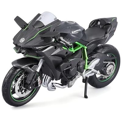 Maisto Kawasaki Ninja H2R motorcykel bygg-det-själv gjuten modellsats skala 1:12, blandade mönster och färger Maisto Kawasaki Ninja H2R motorcykel bygg-det-själv gjuten modellsats skala 1:12, blandade mönster och färger