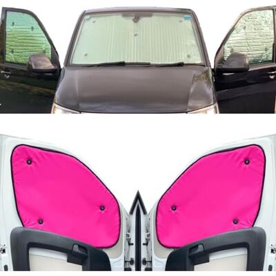 Covprotec Fönsterrullgardin-set kompatibel med VW T7-transportör (2023-datum) (komplett set SWB + baklucka) färg på baksidan rosa, vändbar och termisk Covprotec Fönsterrullgardin-set kompatibel med VW T7-transportör (2023-datum) (komplett set SWB + baklucka) färg på baksidan rosa, vändbar och termisk