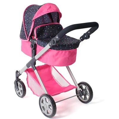 Bayer Chic 2000 2-i-1 dockvagn Mila – konfetti rosa – höjdjusterbart handtag 39–72 cm – modern ram – dockor upp till 50 cm – 3–7 J. Bayer Chic 2000 2-i-1 dockvagn Mila – konfetti rosa – höjdjusterbart handtag 39–72 cm – modern ram – dockor upp till 50 cm – 3–7 J.