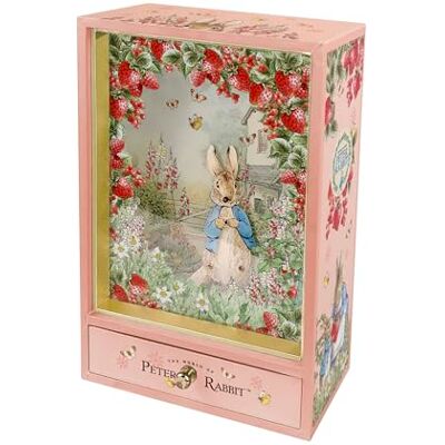 Trousselier Peter Rabbit. Stor traditionell trälåda, sten, kanin, rosa musikalisk låda speldosa, flicka, pojke, baby, barn doppresent för födelse Trousselier Peter Rabbit. Stor traditionell trälåda, sten, kanin, rosa musikalisk låda speldosa, flicka, pojke, baby, barn doppresent för födelse