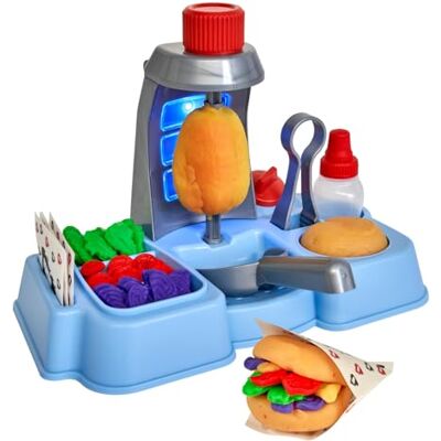 Simba Art & Fun knådningsset doner-kebab-station – kreativt set med lera (3 x 80 g, 2 x 140 g inkl. magisk lera), 9 delat tillbehörsset för modellering och lek, från 3 år Simba Art & Fun knådningsset doner-kebab-station – kreativt set med lera (3 x 80 g, 2 x 140 g inkl. magisk lera), 9 delat tillbehörsset för modellering och lek, från 3 år
