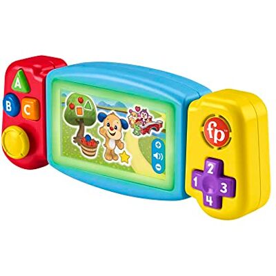 Fisher-Price Skratt och Awakening My Tourni-Learning Consol, interaktiv leksak, dummy bärbar spelkonsol, version: engelska, Storbritannien; italienska; portugisiska; spanska, kastilianska, HNL52 Fisher-Price Skratt och Awakening My Tourni-Learning Consol, interaktiv leksak, dummy bärbar spelkonsol, version: engelska, Storbritannien; italienska; portugisiska; spanska, kastilianska, HNL52