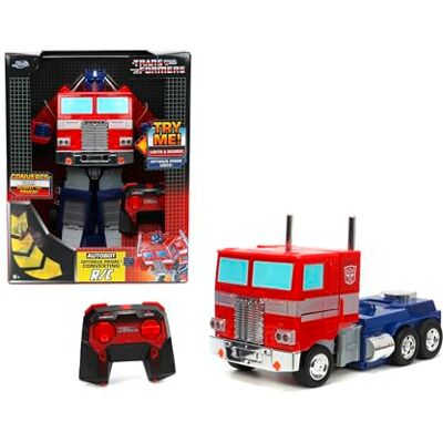 Jada , Radio Control Transformers Optimus Prime Cabriolet 34 cm radiostyrd lastbil 2 kanaler 2,4 GHz, ljus och ljud, rör sig i alla riktningar, förvandlas till Robot, 8 år (9333521314R00) Jada , Radio Control Transformers Optimus Prime Cabriolet 34 cm radiostyrd lastbil 2 kanaler 2,4 GHz, ljus och ljud, rör sig i alla riktningar, förvandlas till Robot, 8 år (9333521314R00)