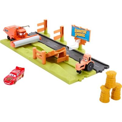 Mattel Disney Pixar Bilar lekset med 3 leksaksfordon och 2 sätt att leka, Frank Escape & Stunt Race lekset inkluderar Lightning McQueen, HRX48 Mattel Disney Pixar Bilar lekset med 3 leksaksfordon och 2 sätt att leka, Frank Escape & Stunt Race lekset inkluderar Lightning McQueen, HRX48